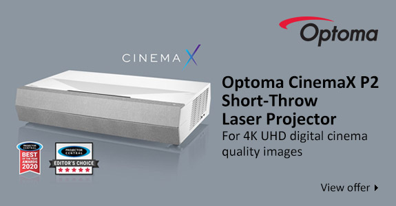 Optoma CinemaX P2 Short-Throw Laser Projector For 4K UHD digital cinema quality images