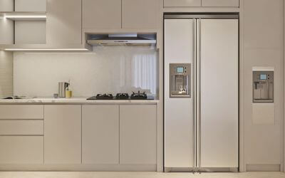Side by Side kühlschrank in einer Küchenzeile verbaut